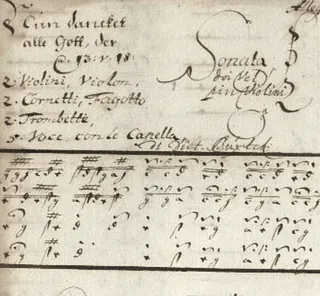 Handschrift Buxtehudes: Nun danket alle Gott